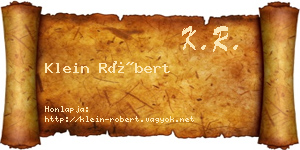 Klein Róbert névjegykártya